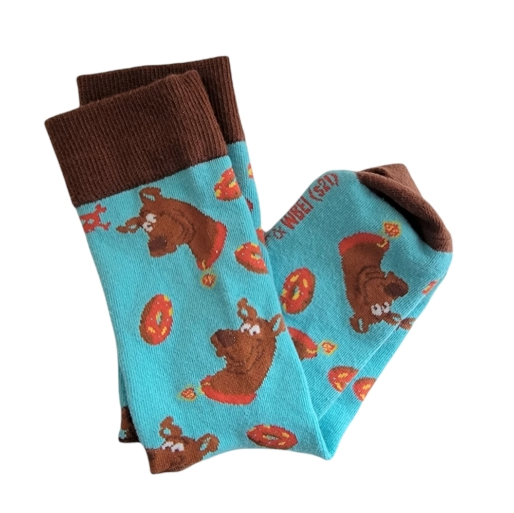 Men's Hanna-Barbera Scooby-Doo & Donuts Blue & Brown Print Crewsocks OS (9-12)